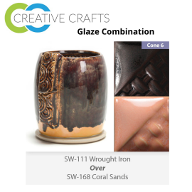 Wrought Iron SW111 over Coral Sands SW168 Stoneware Combination Wrought Iron SW111 over Coral Sands SW168 Stoneware Combination